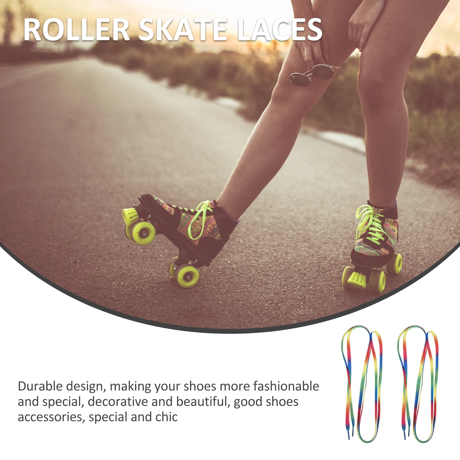 

1Pair Shoe Laces Flat Colored Roller-Skate Laces Sports Sneakers Shoelace Replacement Durable Universal Skating Accessories
