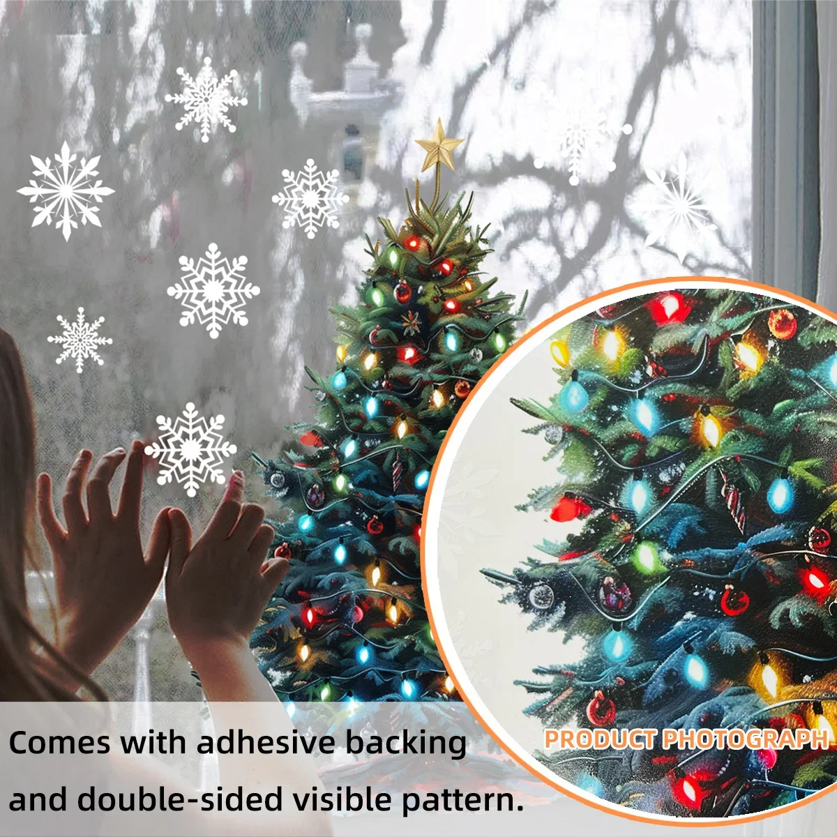 

30*40cm Window Stickers Christmas Trees Snowflake Decorative Stickers Double-sided Printing Visual Window Stickers Self-adhesive
