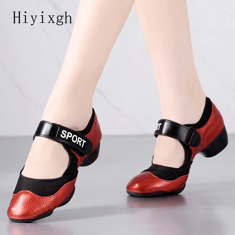 Hiyixgh-zapatos de baile profesionales de jazz para mujer, zapatos de baile de cuero suave, zapatos de baile latino