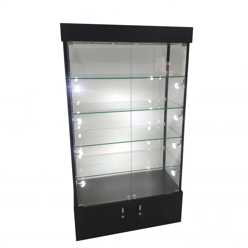 custom.Multi-Layer Glass Wardrobe Cabinet Shelves Display Cabinet Glass Showcase Lockable With LED Light