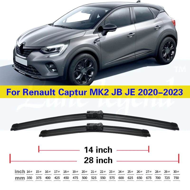 For Renault Captur MK2 JB JE 2020 2021 2022 2023 Car Wiper Front Wiper Blades Windshield Windscreen Window Rain Brushes 28\