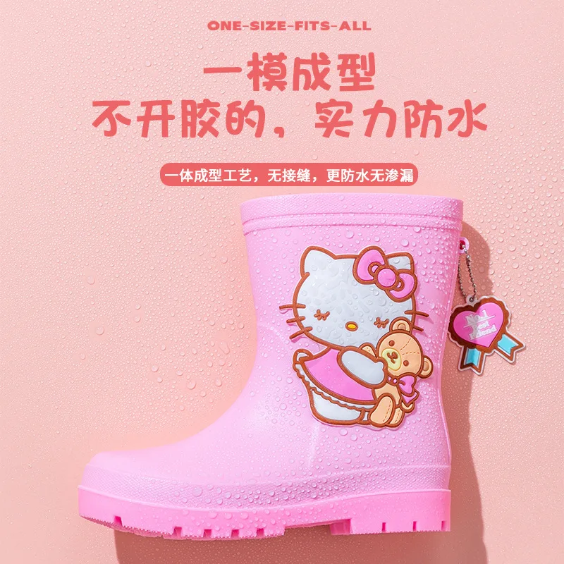 Sanrio Kawaii Anime Children Rain Boots Kuromi My Melody Cartoon Sweet Cute Hello Kitty Babys Outdoor Rain Shoes Gift for Girls