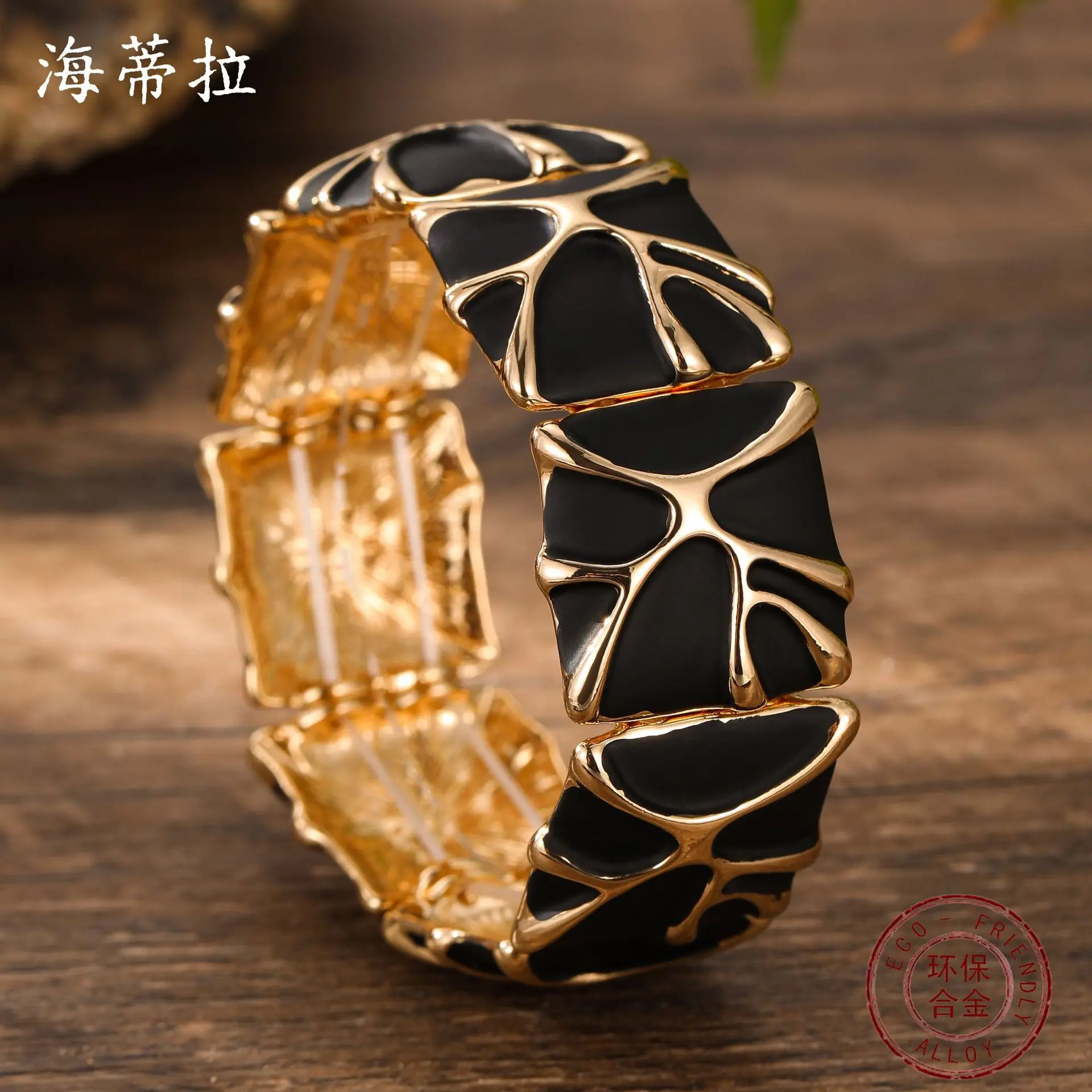 DIY accessories enamel color square geometric line elastic bracelet women's simple high-grade zinc alloy bracelet view 2