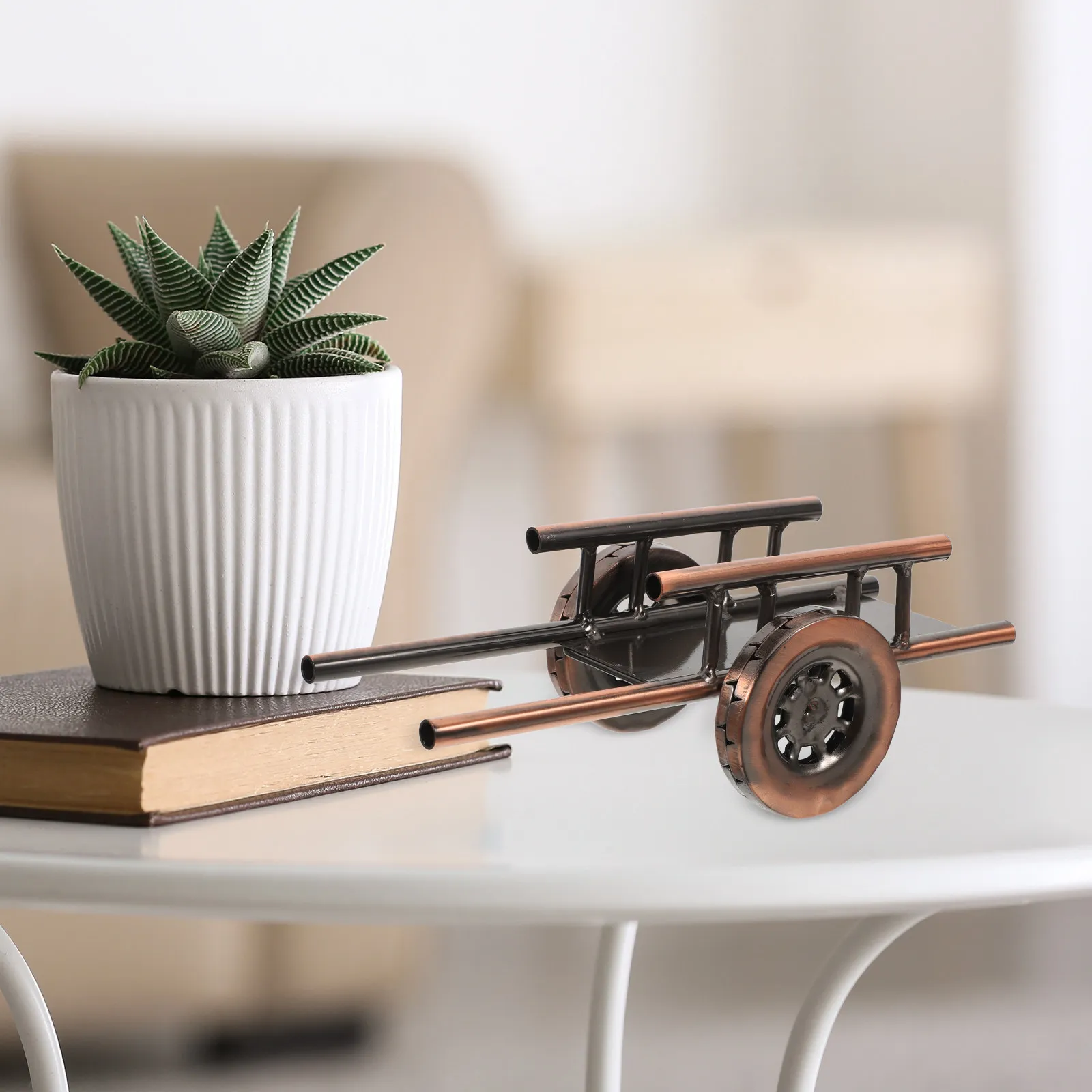 -Inspired Iron Trolley Decor Wine Cabinet Adornment Bar Display Piece Retro Shopping Trolley Nostalgic Elegant