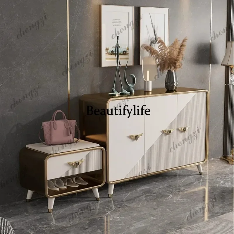 Natural Modern Cupboard Shoe Cabinet Wooden Black Hallway Organizer Shoe Rack Storage Space Saving Zapatero Tela