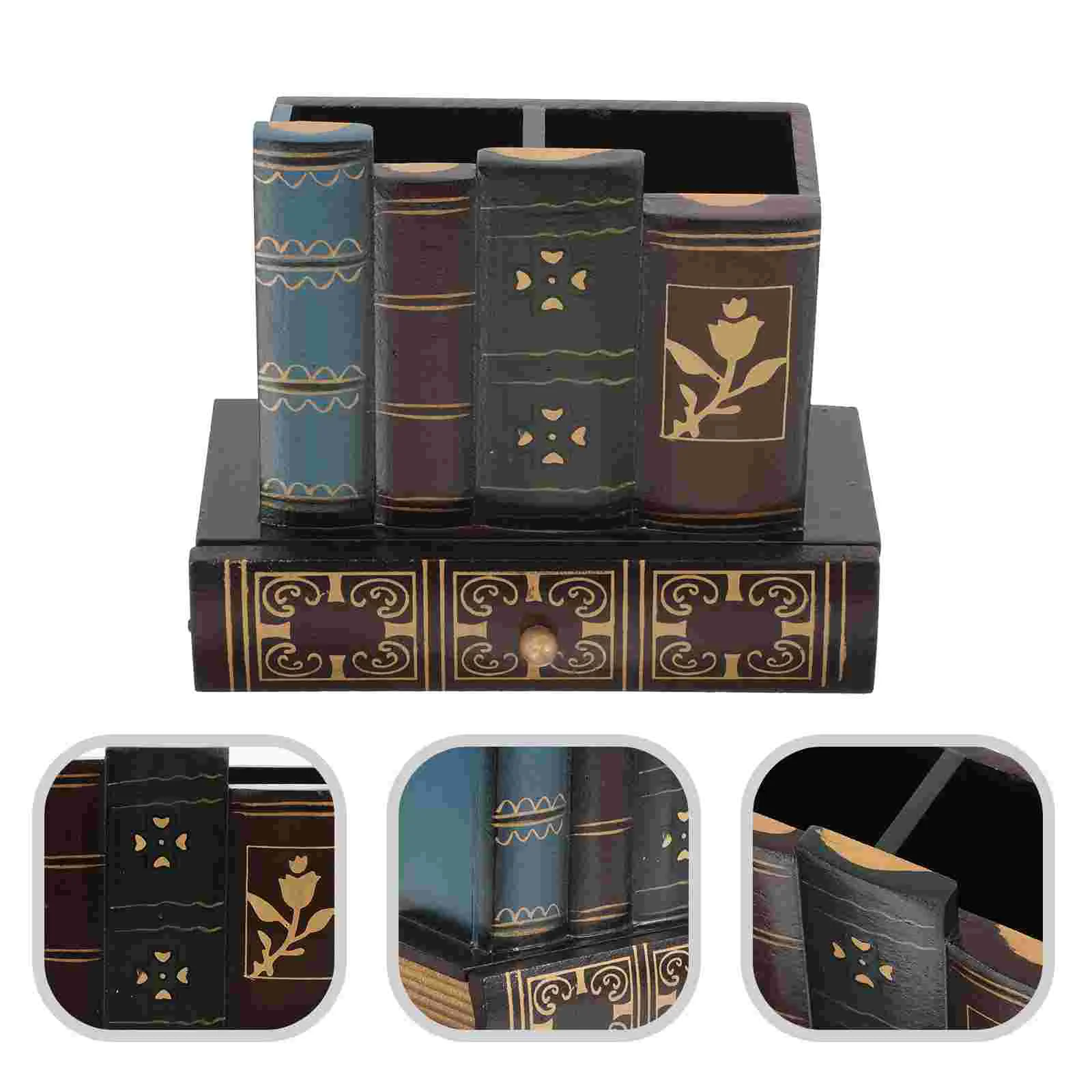 

Lanyard Pen Holder for Teachers Retro Creative Desk Organizer Cup Storage Box Display Vintage Books Decor