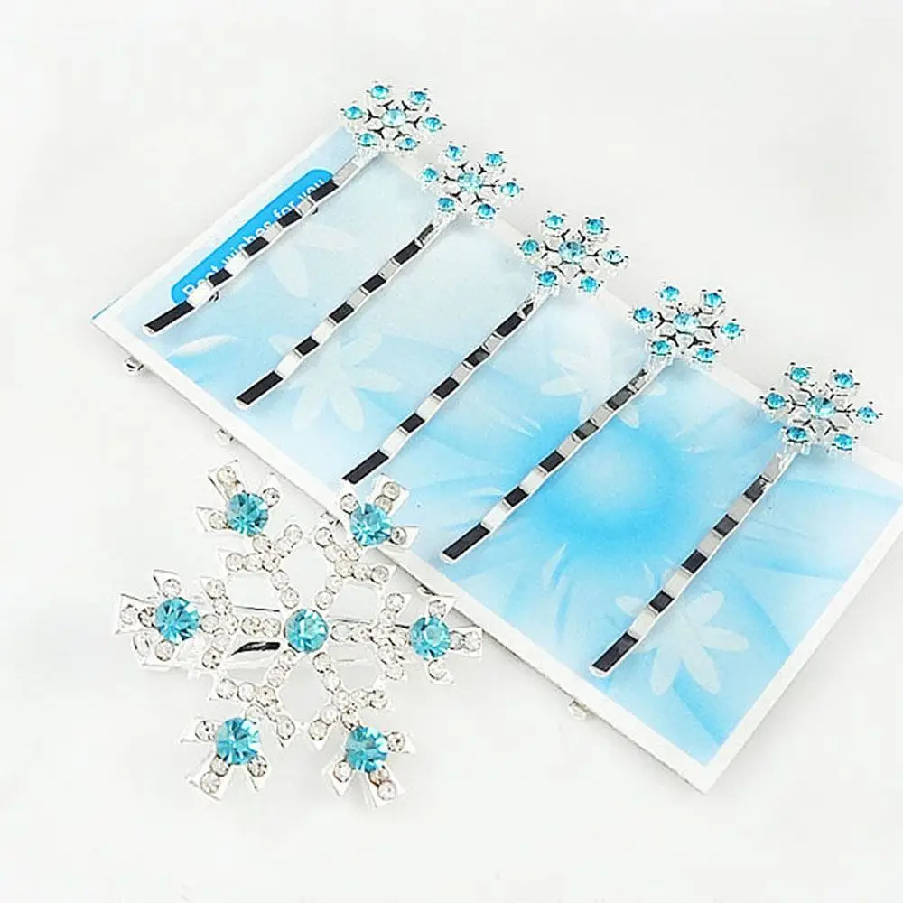 أزياء الزفاف الزفاف بنات الأميرة مجوهرات كريستال مشبك شعر ندفة الثلج دبوس الشعر