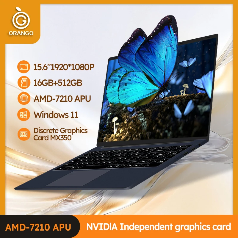 Laptop da 15.6 pollici Windows 10/11 Pro Notebook 16GB RAM 512GB SSD AMD A4 7210U Computer da gioco Schermo IPS Ufficio Studio PC aziendale