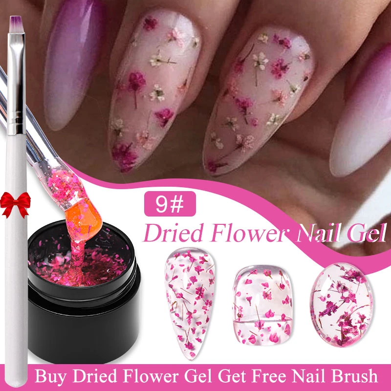 

MEET ACROSS 5ml Dried Flower Gel Nail Polish Natural Flower Floral DIY Nail Art Semi Permanent UV Gel Soak Off Painting Varnish