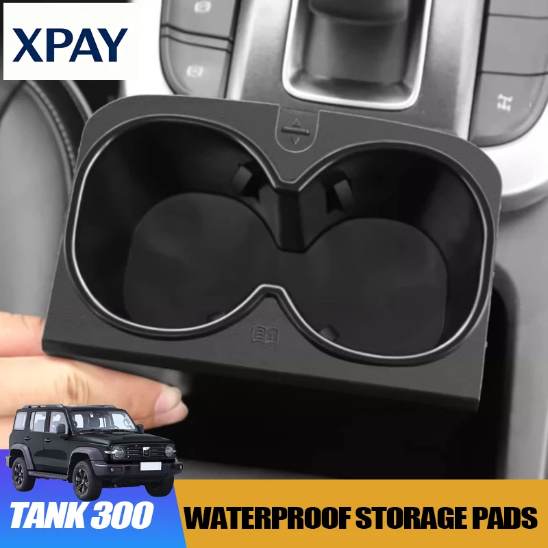 New TPE Shockproof Waterproof Storage Pads for GWM WEY Tank 300 2020-2025 Water Cup Holder Mat Kit