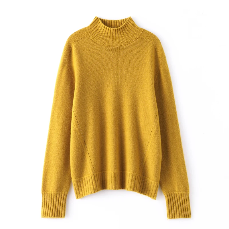 

2023 Winter New Fashion 100% Goat Cashmere Thicker Sweaters Women Jumpers Turtleneck Long Sleeve Soft Loose Pullovers