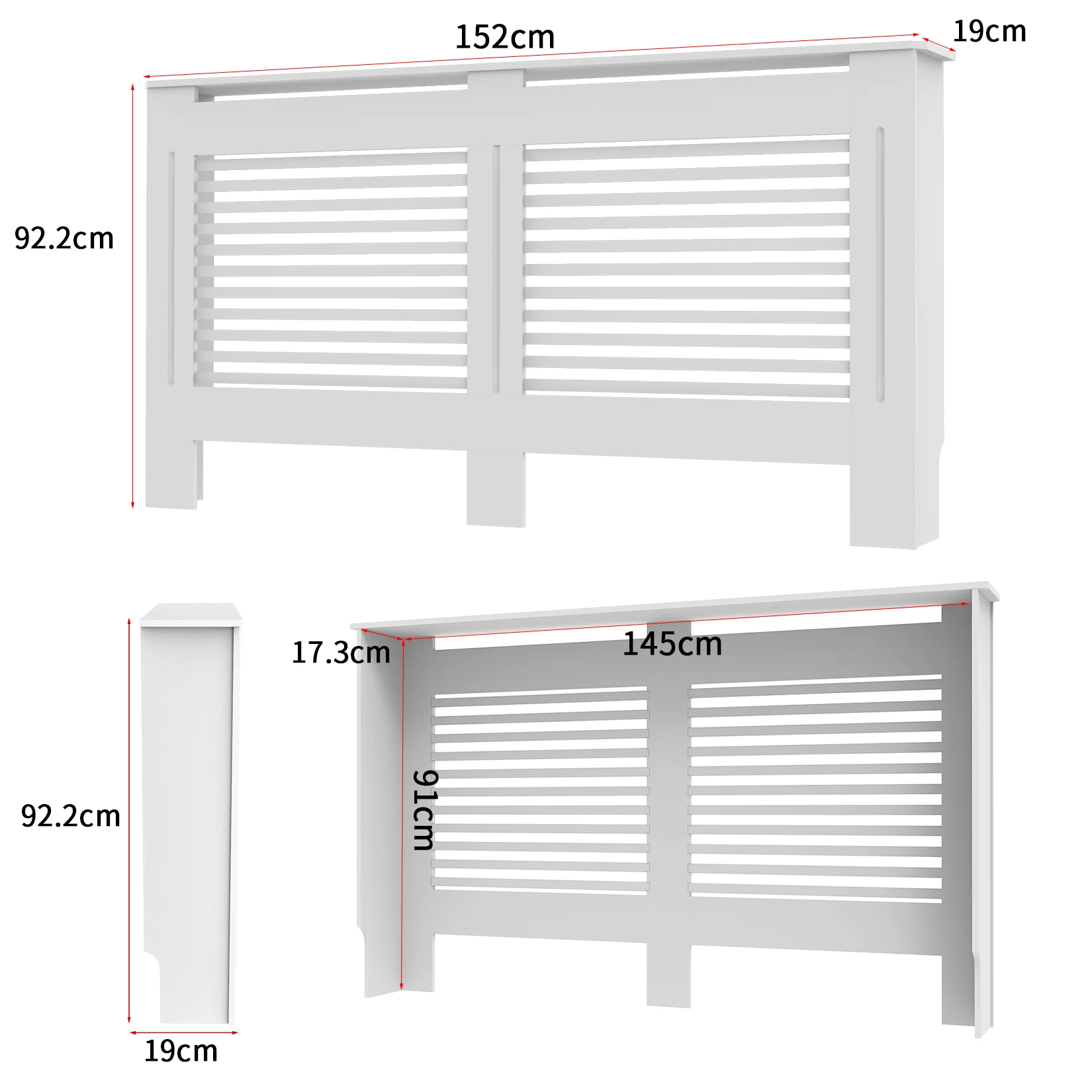 36.2 Inch Tall Large Radiator Cover Horizontal Vertical Cabinet Mdf Grill Shelf S/M/L/XL