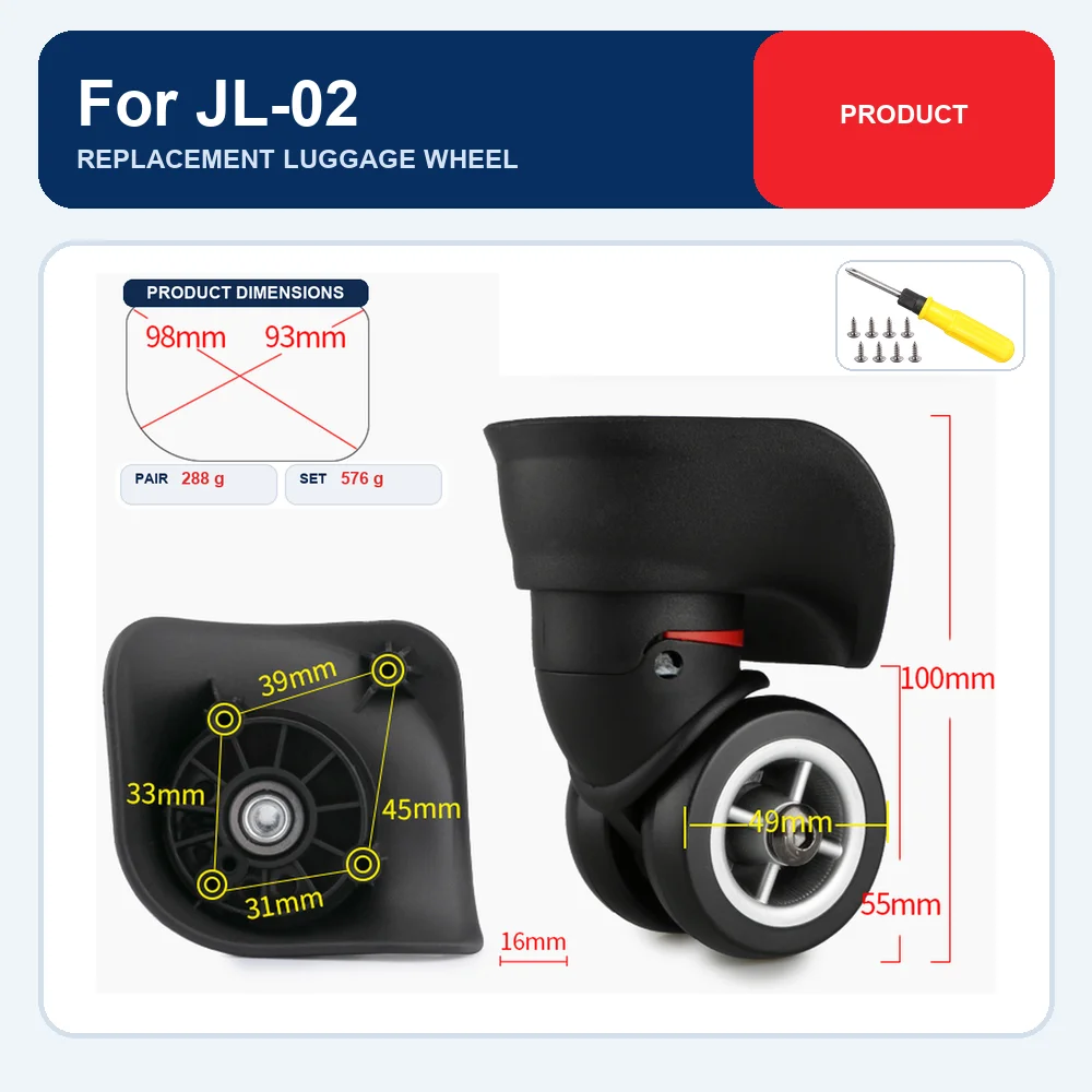 Black Small Replacement Luggage Wheel For Hongye JL-02 For Swiss Military A-08-18 Durable Caster Repair Part