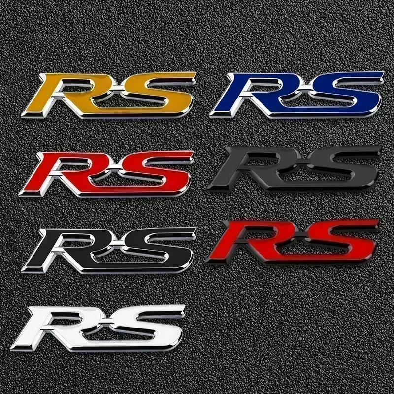 3D Metal Logo RS Badge Car Steering Wheel Emblem Stickers letter Accessories