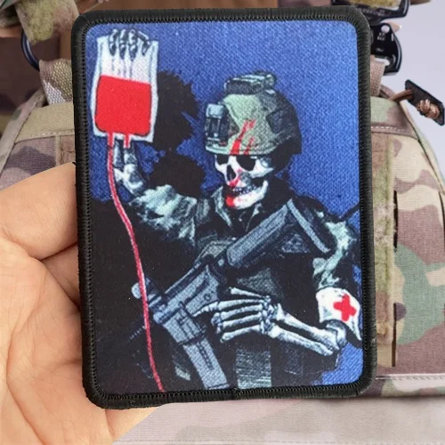 

Russian "Medical Services" Skeleton Soldier Tactical Patch Military "Медицинская Служба" Morale Badge Backpack Fabric Stickers