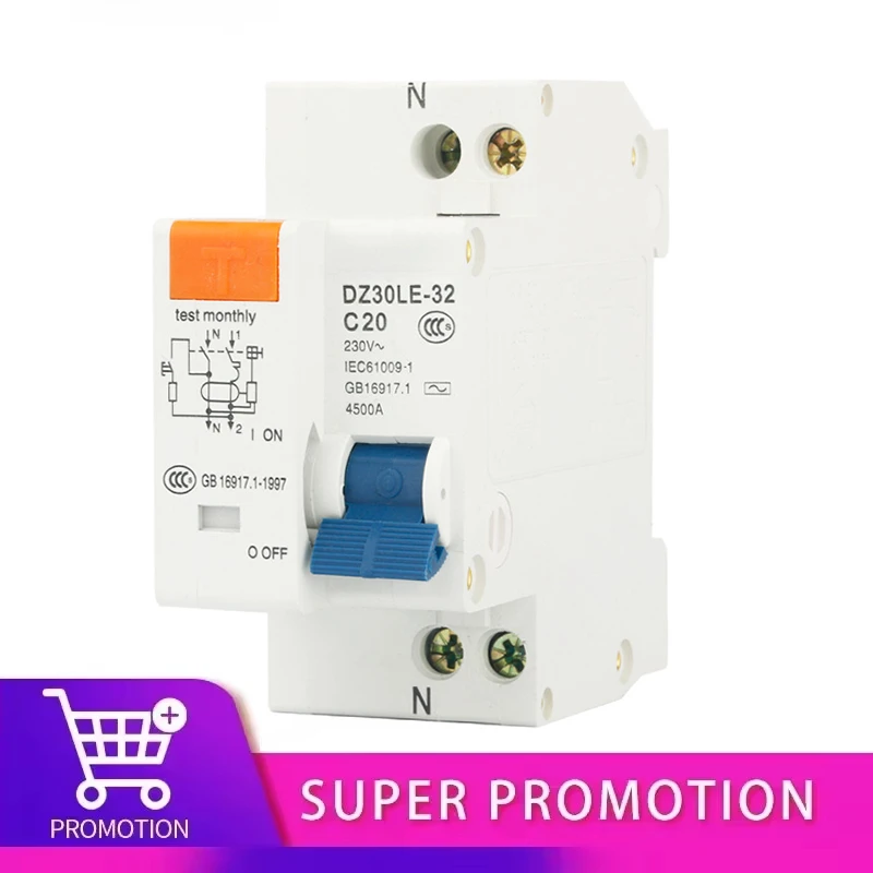 DZ30LE-32 230V 1P+N Residual Circuit Breaker with over and Short Current Leakage Protection RCBO MCB