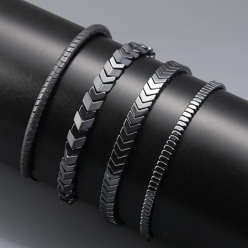 Hematite Arrow Shape Stone Beads Bracelets Weight Bangle for Women Men Fashion Health Care Unisex Jewelry