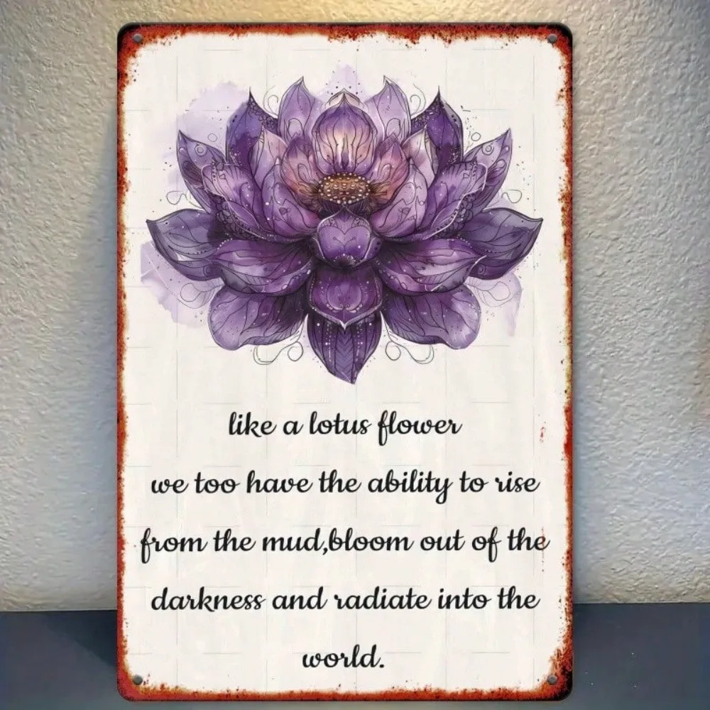 

"Lotus Flower Metal Sign Wall Decor - 12x8 Inch Retro Art Deco Inspirational Quotes, Perfect Ramadan 2026 & Valentine's Home Dec