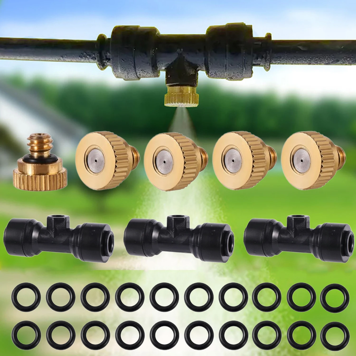 50Pcs Brass Fogging Nozzles Pergola Outdoor Cooling Mist Atomizing Nozzles For Dust Control Landscaping 0.2/0.3/0.4/0.5mm