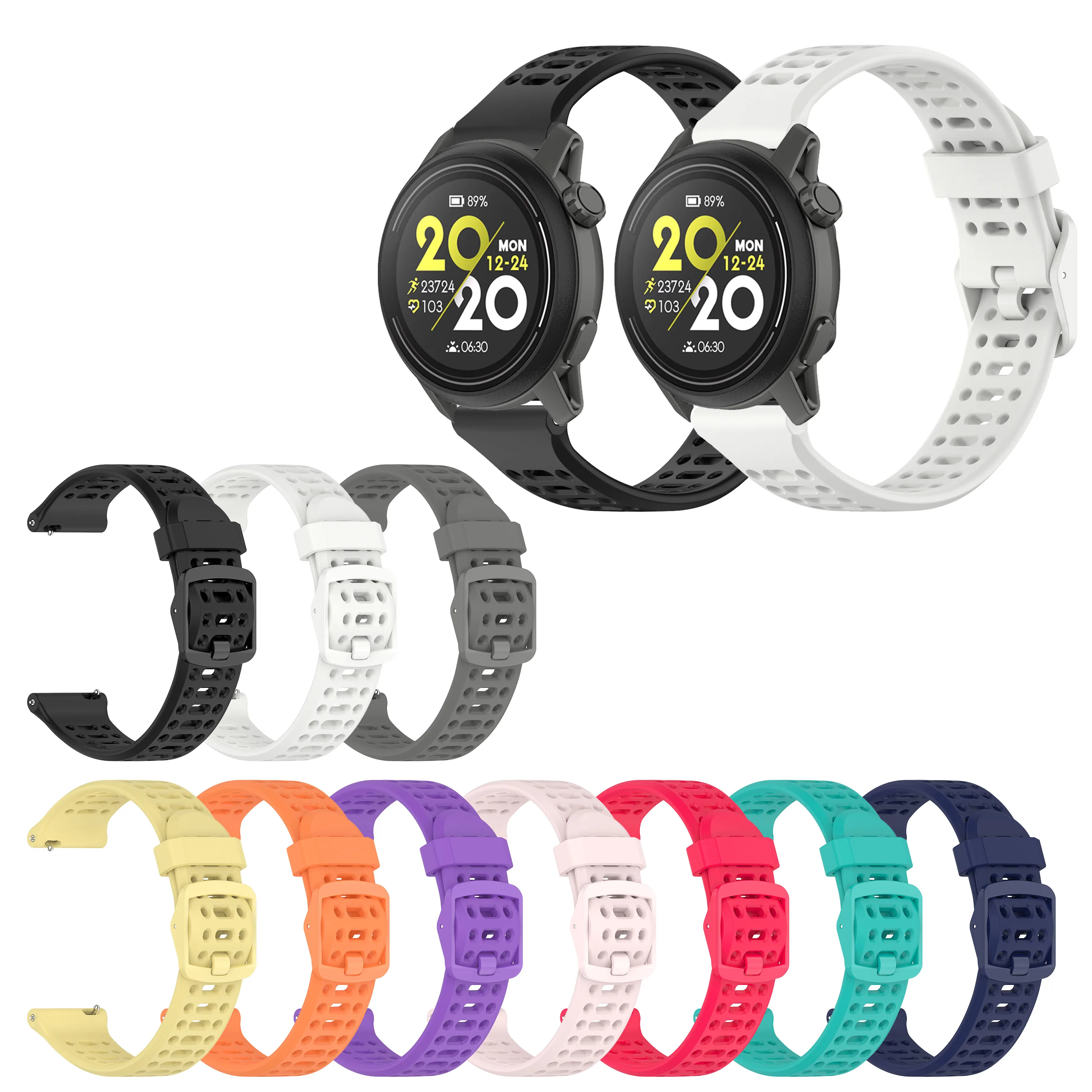 Silicone Strap for COROS PACE 2 3/APEX 2 Pro/APEX Pro/APEX 42mm 46mm VERTIX Soft Band Breathable Porous Candy Color