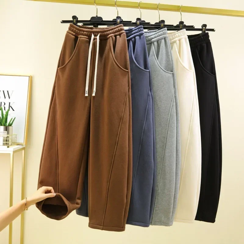 Autumn Winter Women Casual Sports Pants Fashion Warm Sweatpants Baggy Thick Joggers Trousers Female Sporting Clothing Y2k Korean
