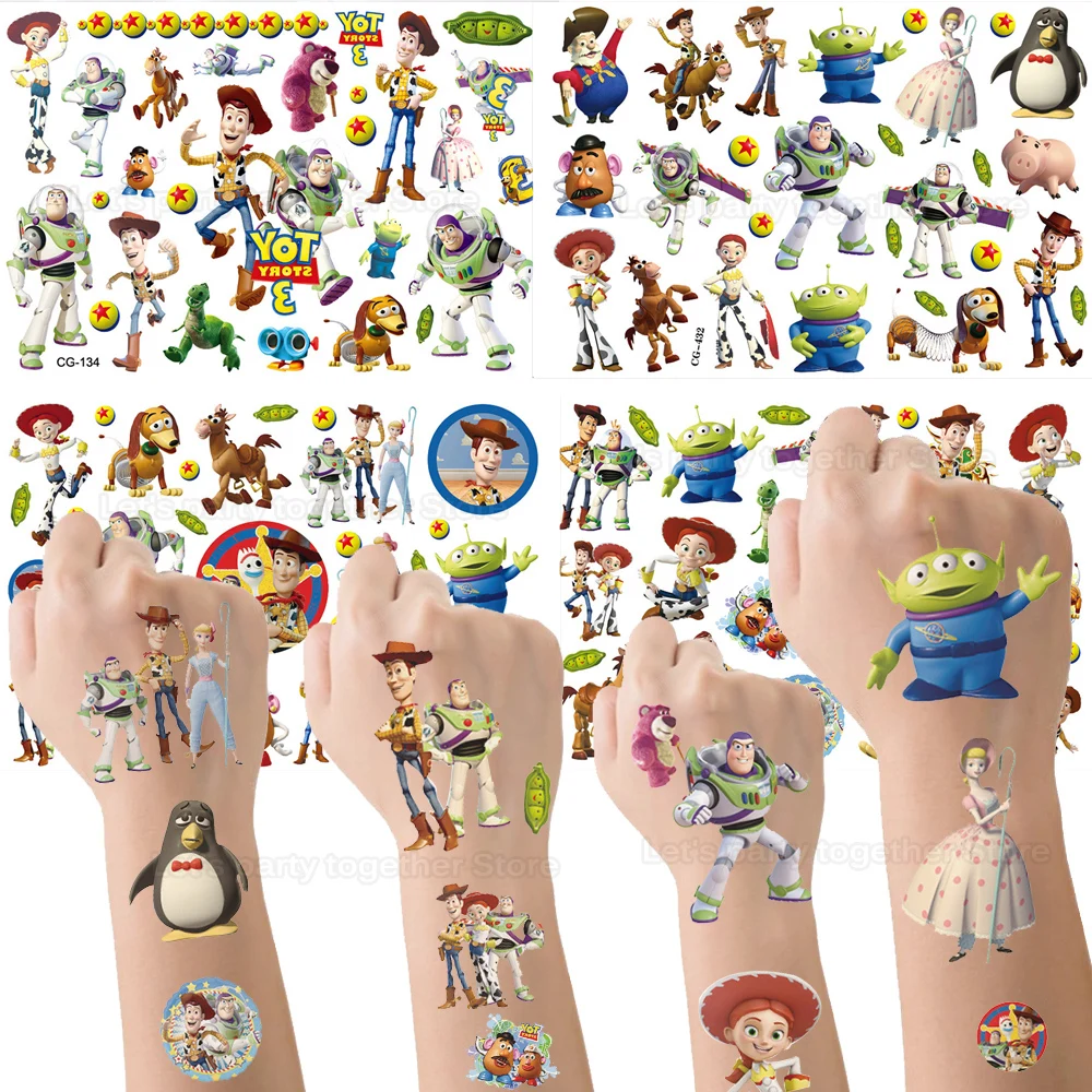 Disney Cartoon Toy Story Tattoo Stickers Party Supplies Children Birthday Party Gift Decoration Anime Figure Body Art Waterproof