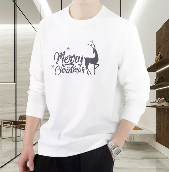 

Футболка мужская осень Y2k Gothic Daily с длинными рукавами Графическая футболка Merry Christmas Удобная футболка с принтом Y2k Тренажерный зал Футбол Аниме