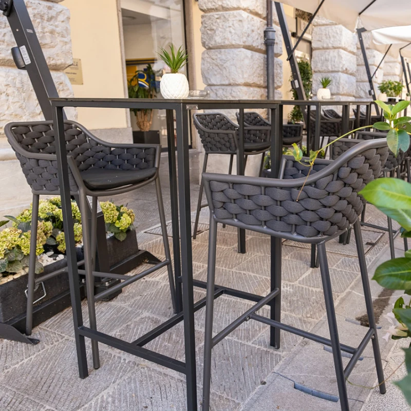 Garden Aluminum Outdoor High Chair Modern Simple Leisure Weatherproof Bar Villa Terrace Balcony