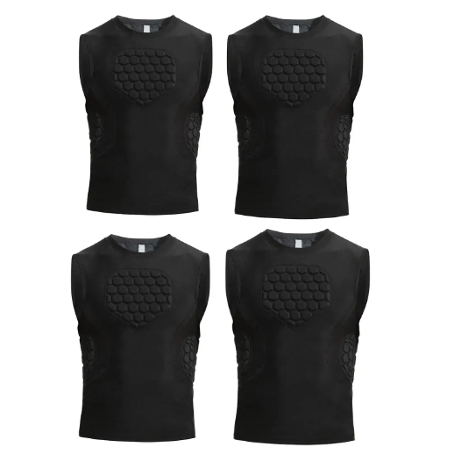 Mens Padded Compression Shirt Breathable Impact Protection Protective Gear Chest Protector for Rugby Baseball Football Training