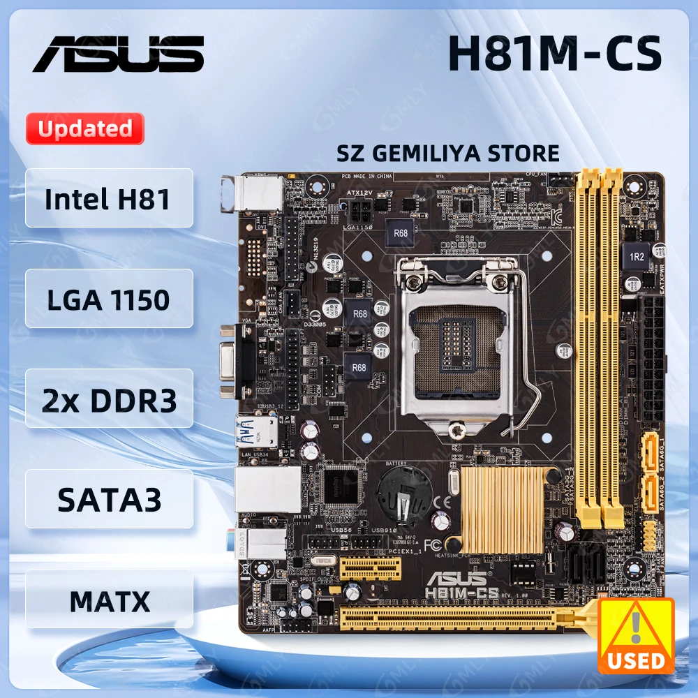 

База Placa ASUS H81M-CS intel H81 LGA 1150 DDR3 16 ГБ, совместимая с процессором Core i5-4690 i3-4130 i3-4150 i3-4170 i5-4570 Micro ATX