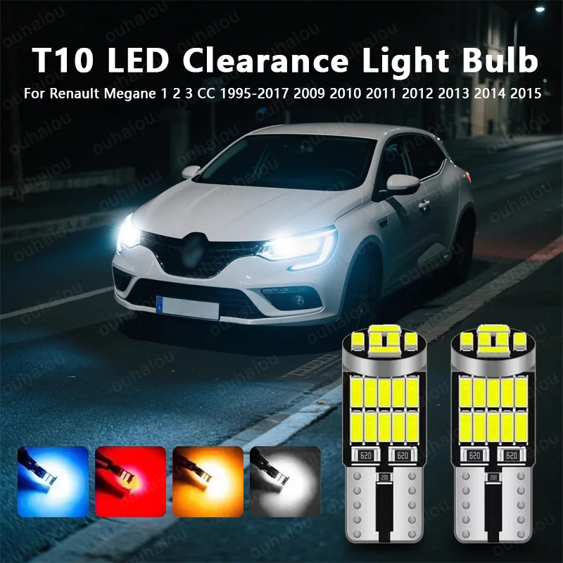 

2PCS For Renault Megane 1 2 3 CC 1995-2017 2009 2010 2011 2012 2013 2014 2015 LED Parking Light T10 W5W Clearance Lamp