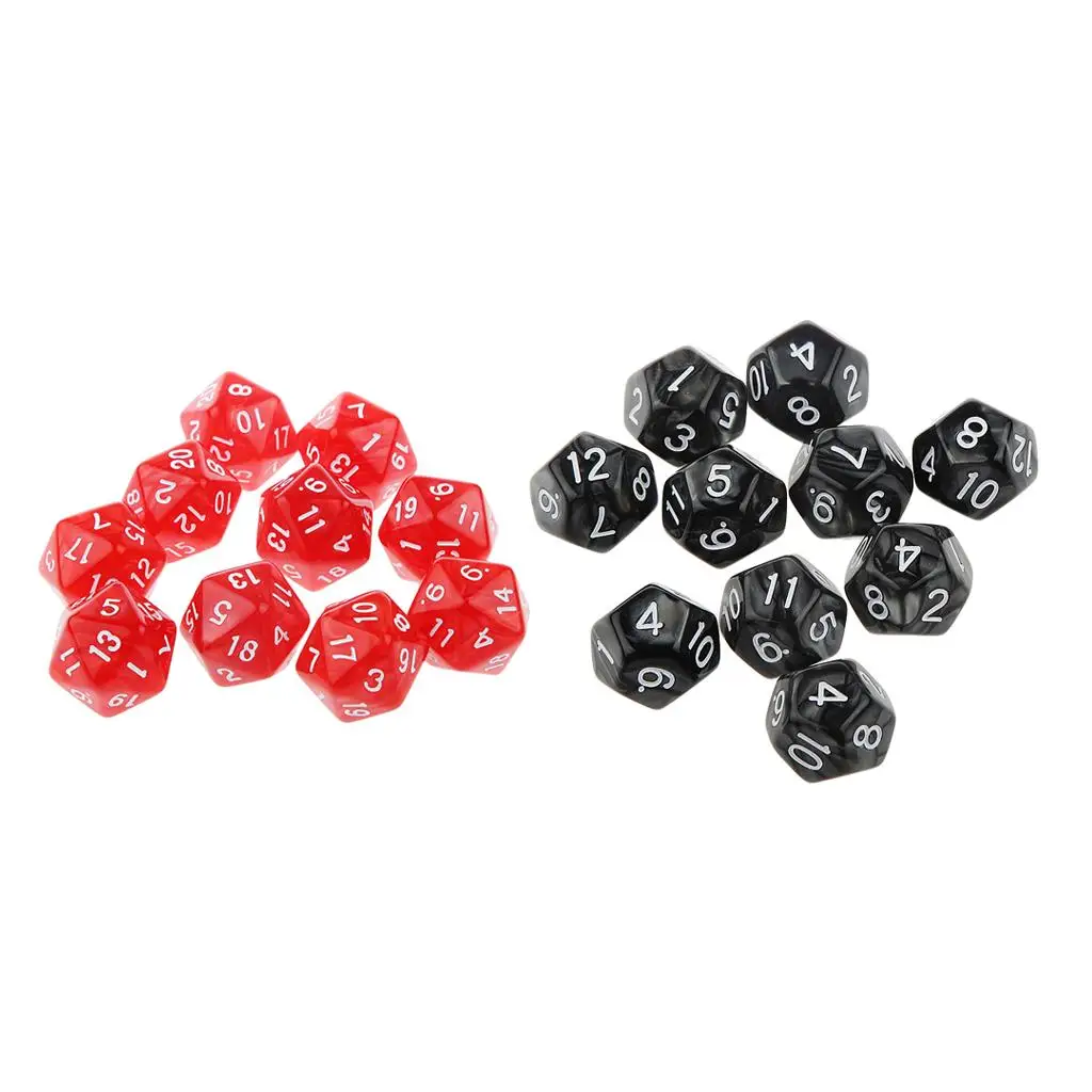 20 Pieces Dice Set 10mm D20 and Blank Dice for MTG Role Playing Game Player Toys