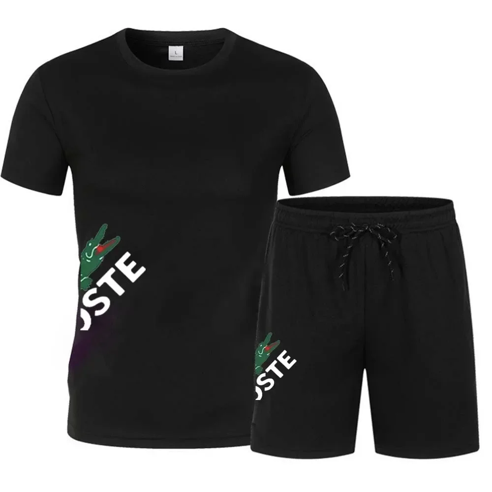 

Summer Sportswear Suit Men'S Fashion Two-Piece Sports Fitness Running Casual Quick Drying Short Sleeved Shorts Set For Men