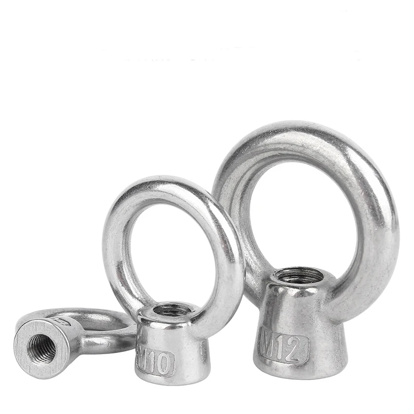 304 Stainless Steel Lifting Eye Nut, M4 M6 M8 M10 M12, Round/Triangle/High Foot Ring Nut, Heavy Duty Rigging Hardware
