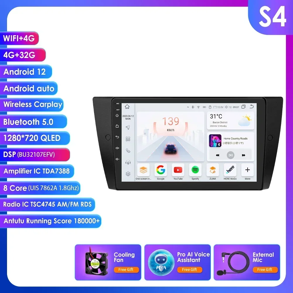 Android Scherm voor BMW 3 Serie E90 E91 E92 E93 Draadloze Auto Multimedia Stereo Videospeler Headunit GPS Navigatie Autoradio Carplay