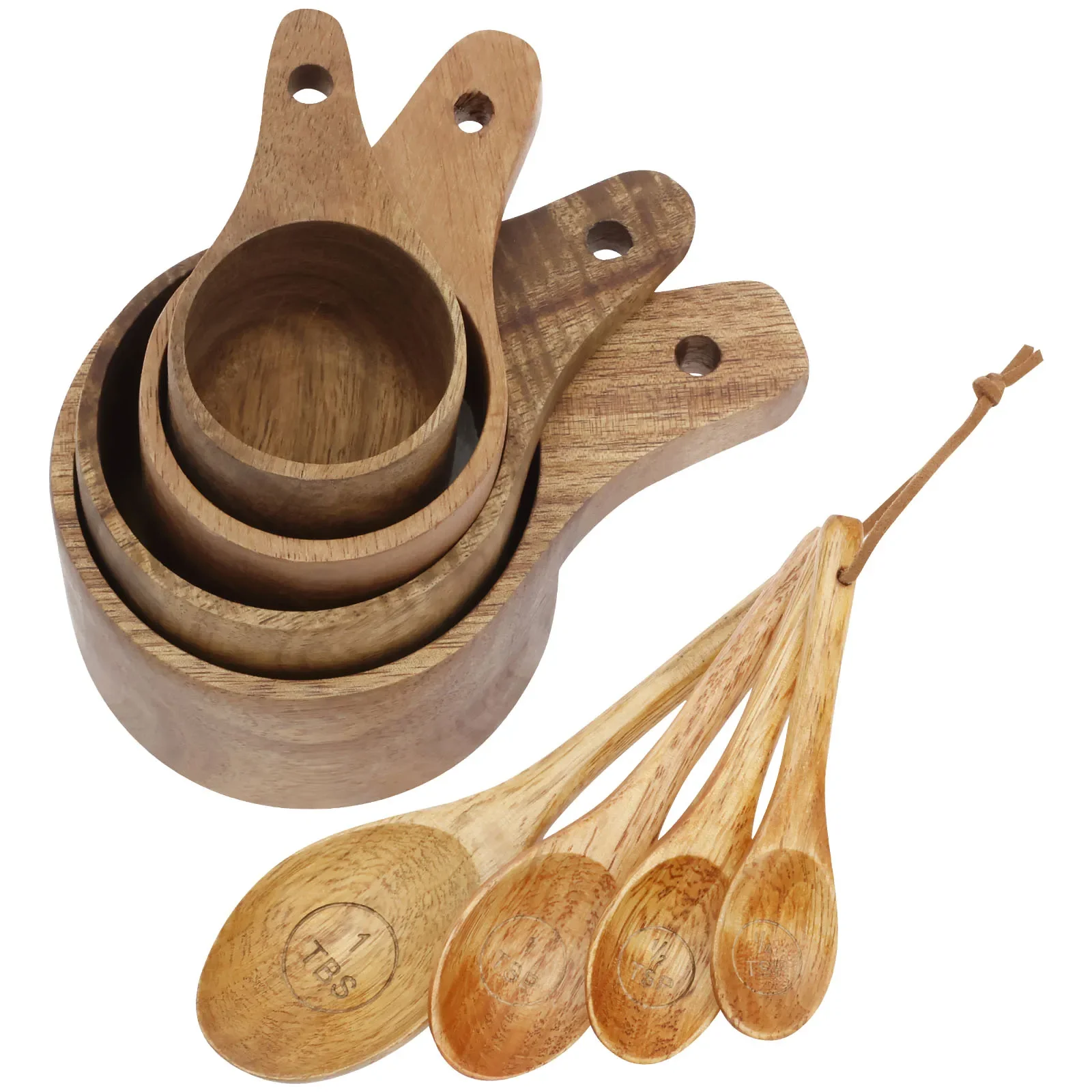 

8Pcs Wooden Measuring Spoon Set Coffee Bean Powder Spoon Tea Spice Scoop Baking Tool Measuring Tools for Kitchen Home