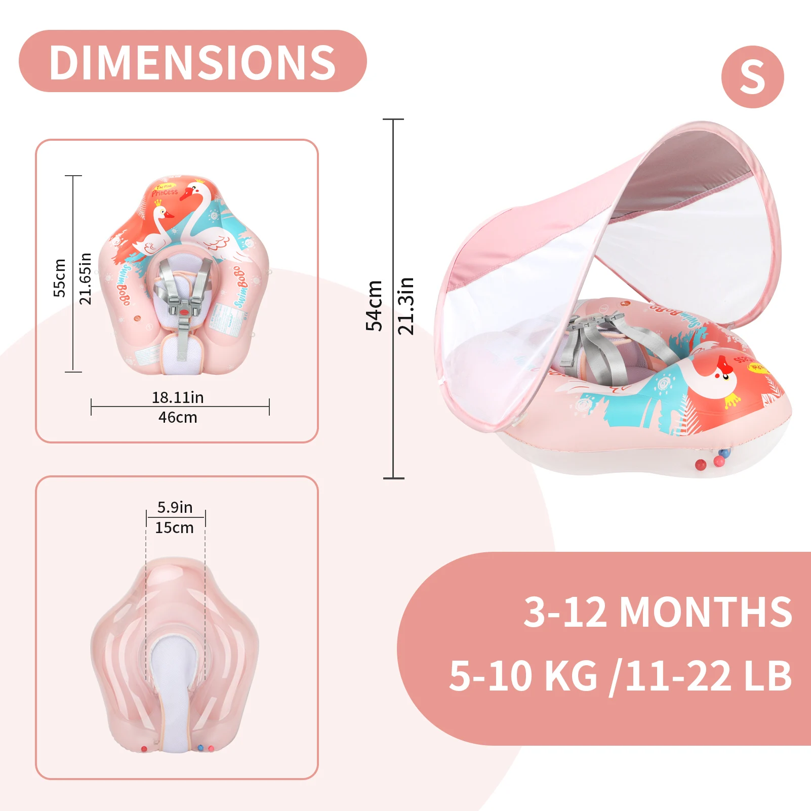 Swimbobo, nuevas actualizaciones, malla más seguridad, asiento con ventilación suave, bolsillo para bebé, natación inflable, anillo flotante para niños, círculo, juguetes de verano