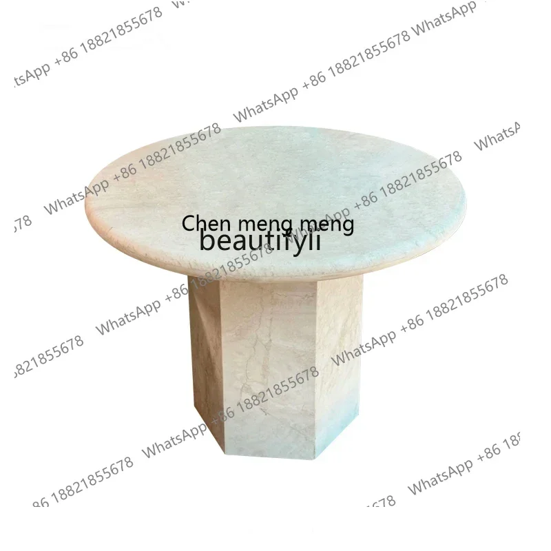 

xzNatural travertine coffee table villa home living room wabi French retro coffee table