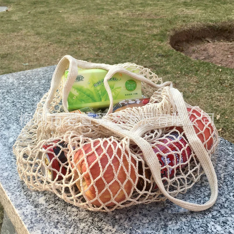 

1pc Summer Beach Bag Cotton Mesh Bag Reusable Fruit Shopping Bags Large Capacity Handheld