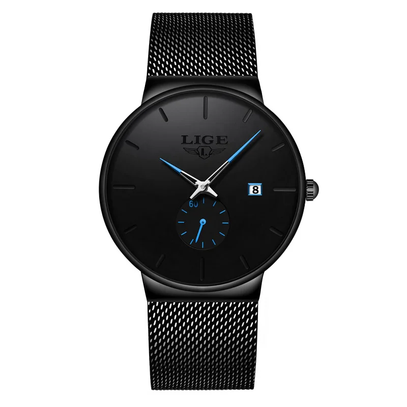 Lige mode herren uhren top marke luxus quarzuhr herren lässig schlank mesh stahl wasserdicht sport uhr relogio mascumino