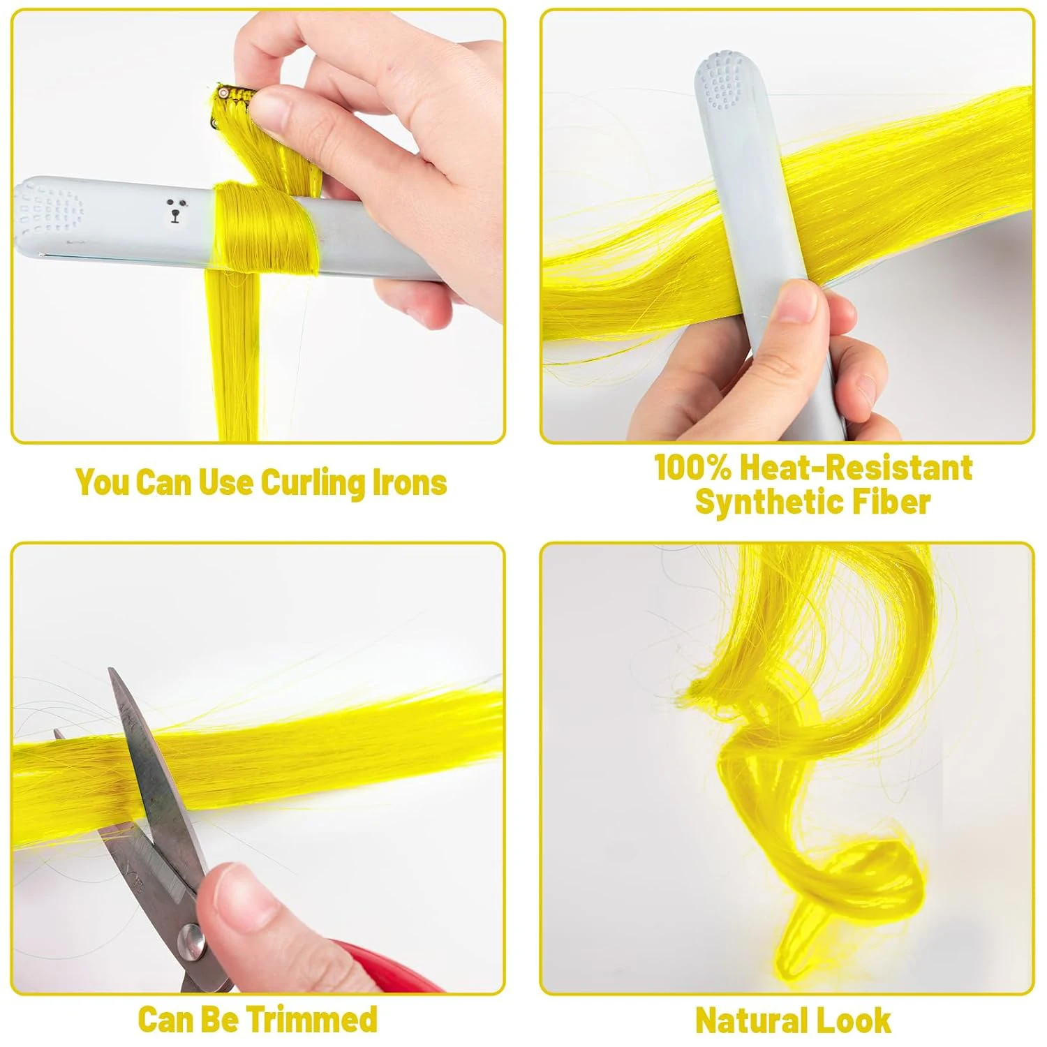 وصلة شعر ملونة بطول 22 بوصة بمشبك في وصلة شعر للنساء والفتيات والأطفال قطعة شعر صناعية لحفلات الهالوين