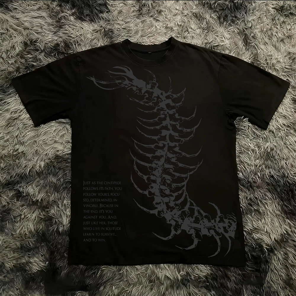 Summer Classic Y2K Gothic Style T-shirt Print Oversized T Shirt High Street Shirts Round Neck Cotton Tops Mens Women T Shirt Tee