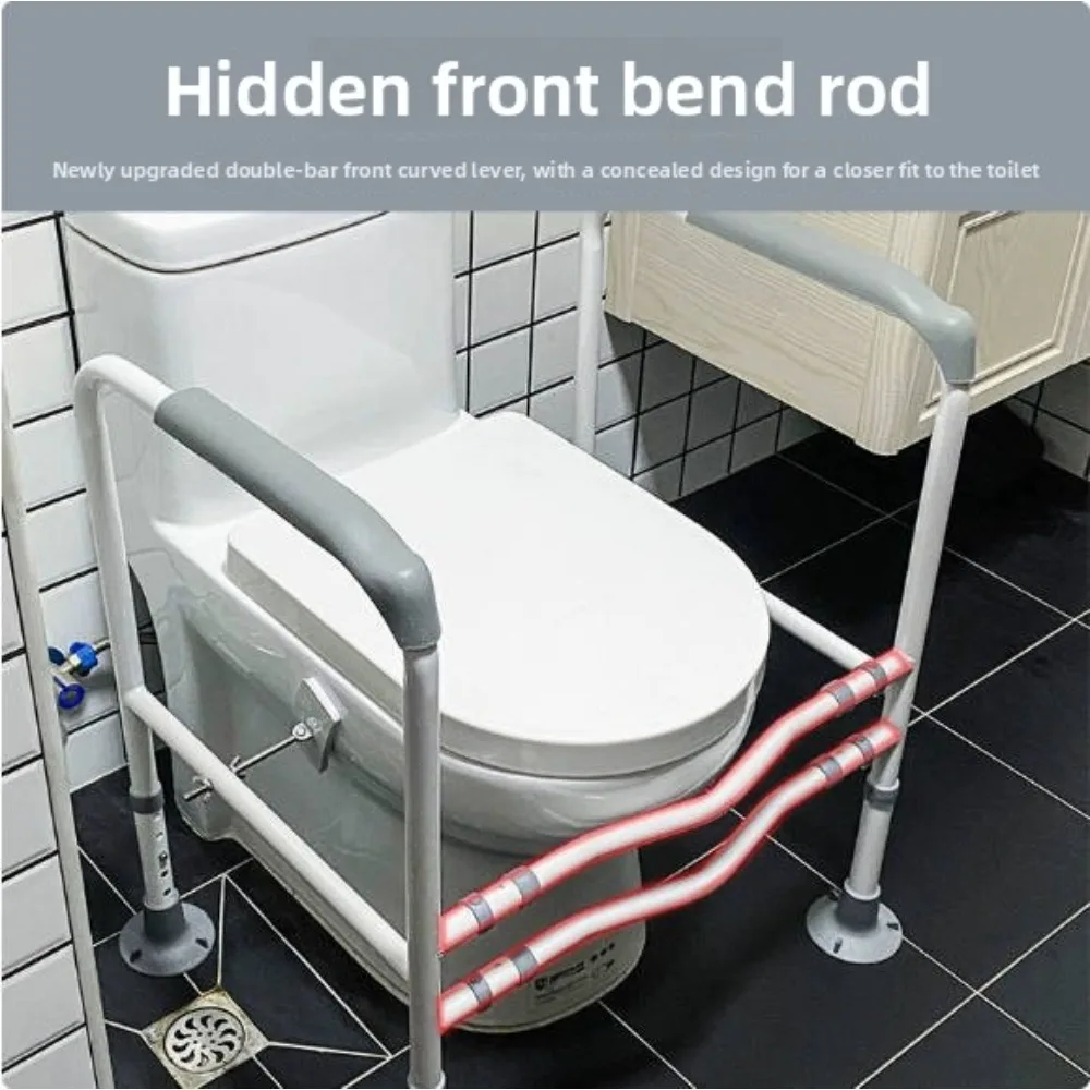 Chaise de toilette, fauteuil de douche réglable en hauteur, chaise de bain pliable, chaise de toilette avec siège rembourré et récipient, stable et confortable