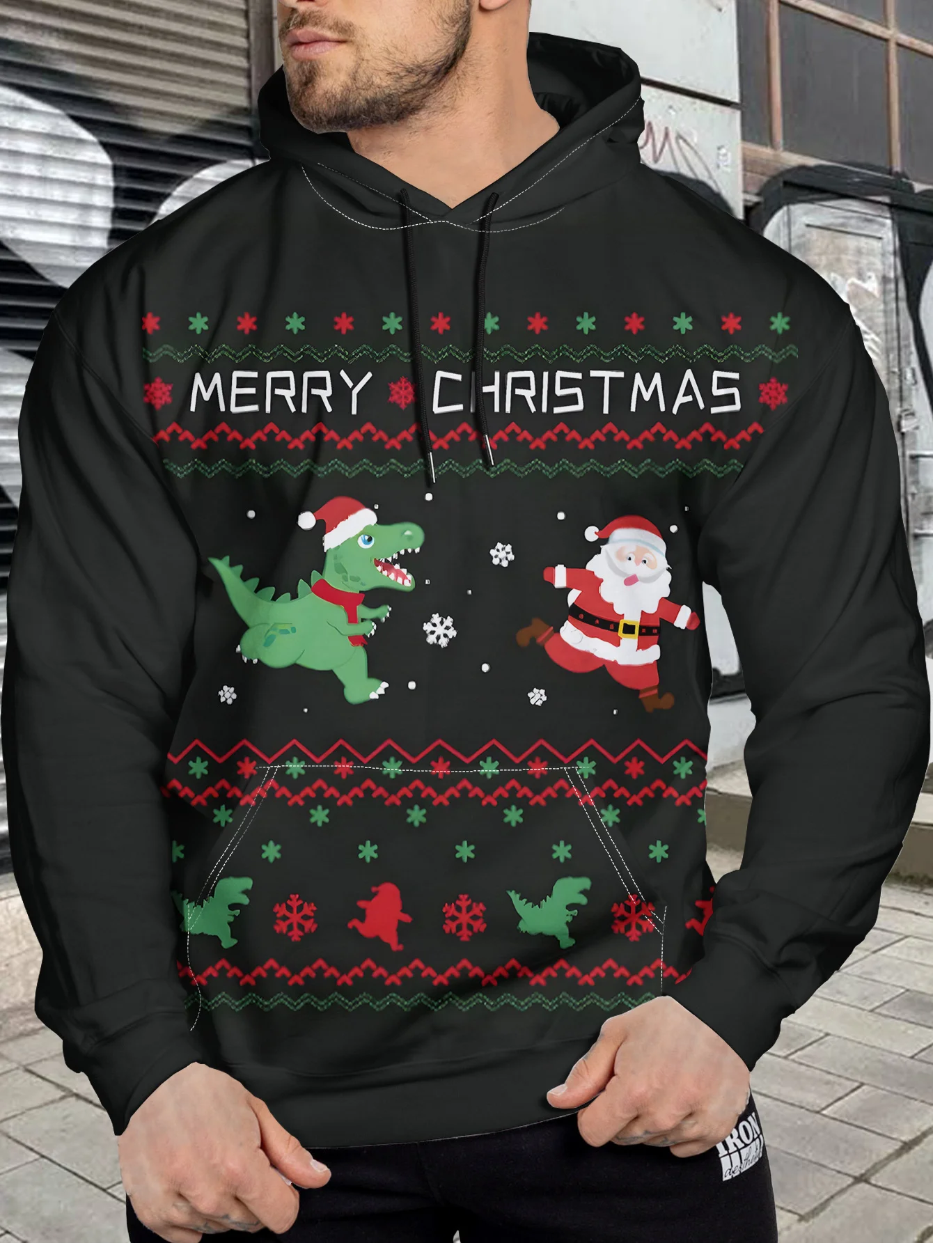 

Funny Christmas Elements Men's Hoodie 3D Santa Claus Pattern Printed Hoodie Tops Outdoor Street Hip Hop Y2k Fashion Men Clothing