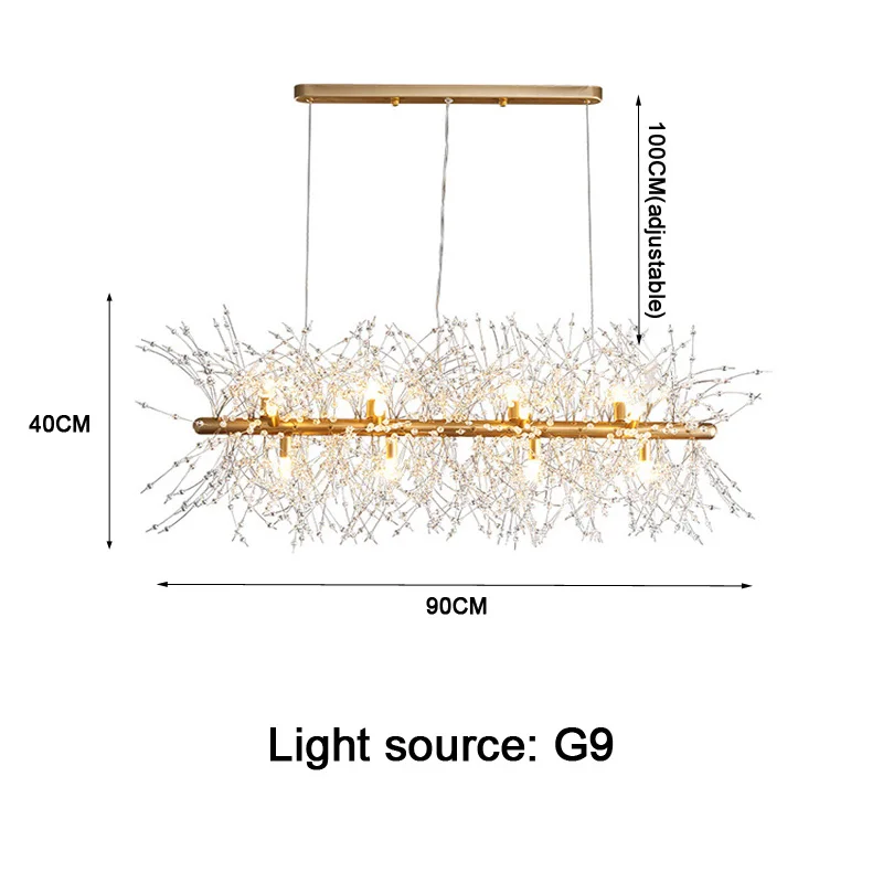 Firefly Crystal Dining Room Lamp Modern Simple Dandelion Table Light Luxury Chandelier Red Network Lighting for Restaurant
