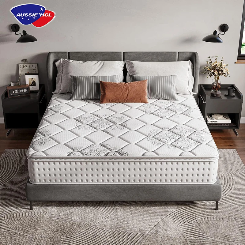 

foshan cheap king queen single double size bed hotel mattress in box memory foam natural latex 5 zone pocket spring mattress