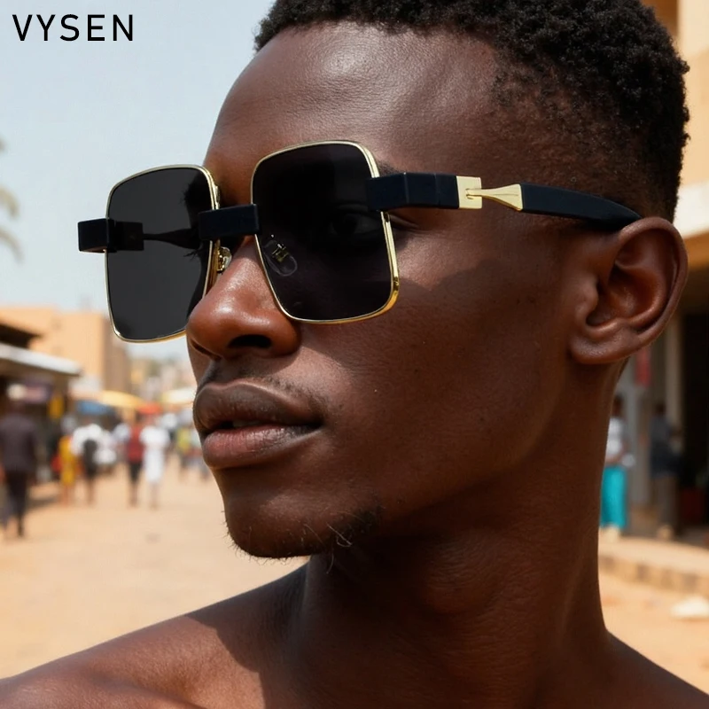 

Vintage Steampunk Square Sunglasses Men 2025 Luxury Brand Classic Oversized Anti Blue Light Eyeglasses Outdoor Driving Eyewear