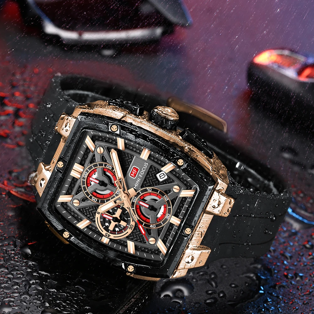 นาฬิกาข้อมือผู้ชาย MINI FOCUS 0602G สปอร์ต ควอตซ์ กันน้ำ พร้อมปฏิทิน เรืองแสง โครโนกราฟ