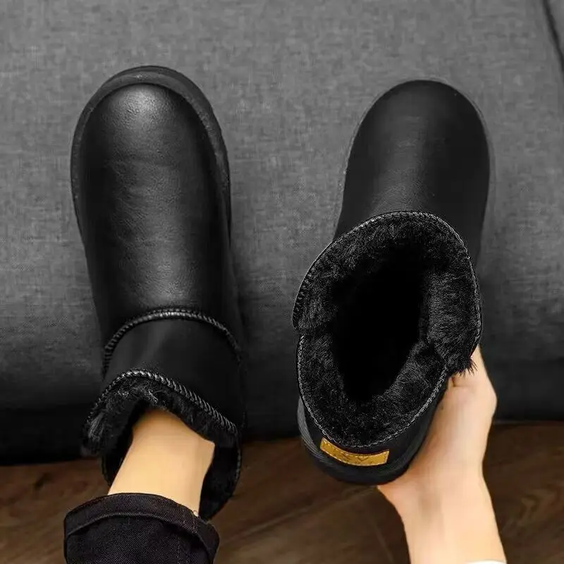 Men Winter Snow Boots Waterproof Anti Slip Warm Plush Lined Thick Cotton Shoes Outdoor Casual Bread Footwear