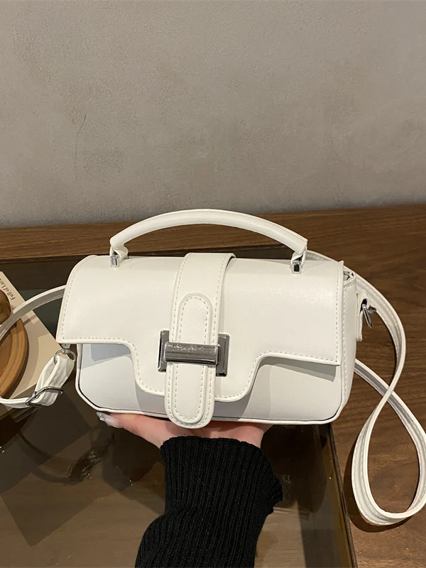 Korean Style Fashionable Minimalist Square Bag Women's Single Shoulder Retro Commuting Crossbody Bag Casual Simple Wind